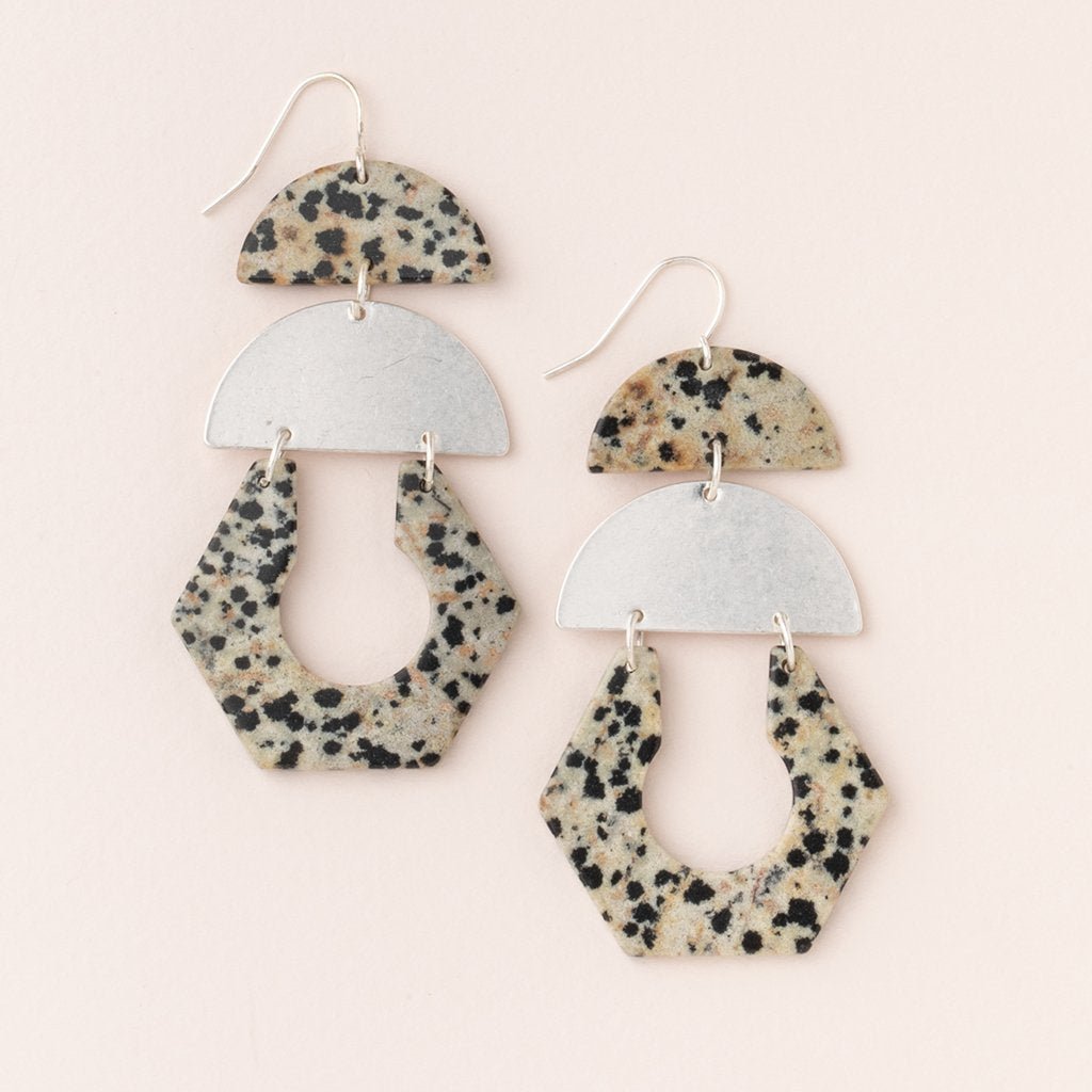 Stone Cutout Earring - Dalmatian Jasper/Silver - Mockingbird on Broad