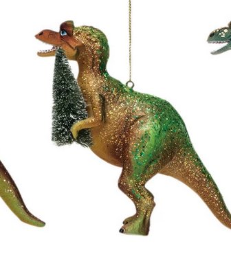 Dinosaur w. Tree/Present & Glitter Ornament, 4 Styles - Mockingbird on Broad