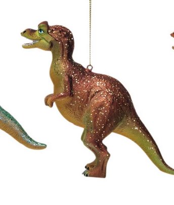 Dinosaur w. Tree/Present & Glitter Ornament, 4 Styles - Mockingbird on Broad