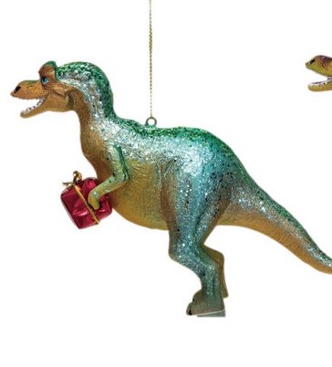 Dinosaur w. Tree/Present & Glitter Ornament, 4 Styles - Mockingbird on Broad