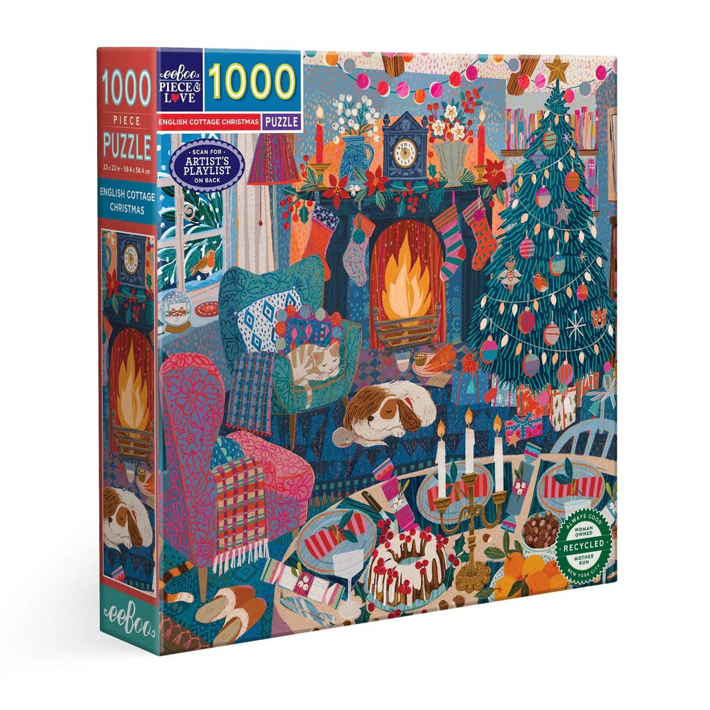 eeboo Puzzle - English Cottage Christmas - 1000 Piece - Mockingbird on Broad