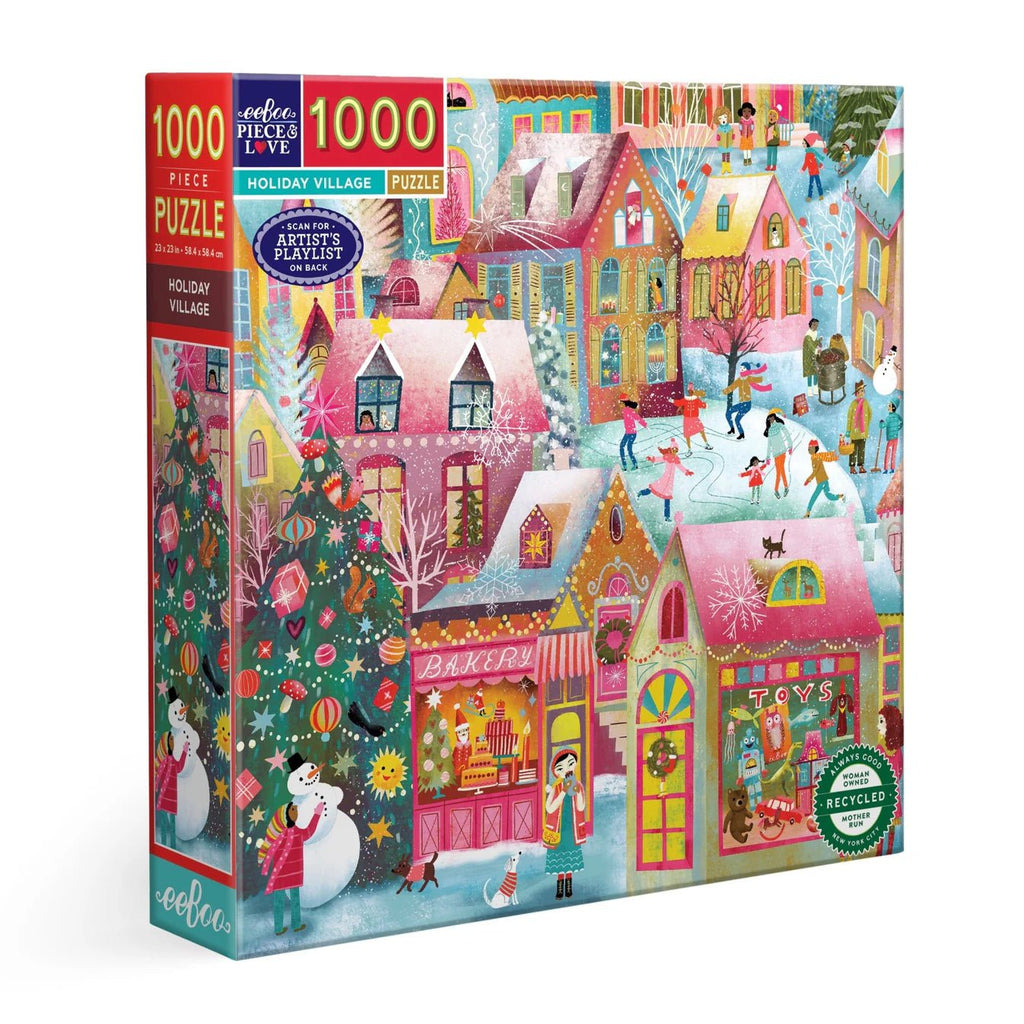 eeboo Puzzle - Holiday Village - 1000 Piece - Mockingbird on Broad