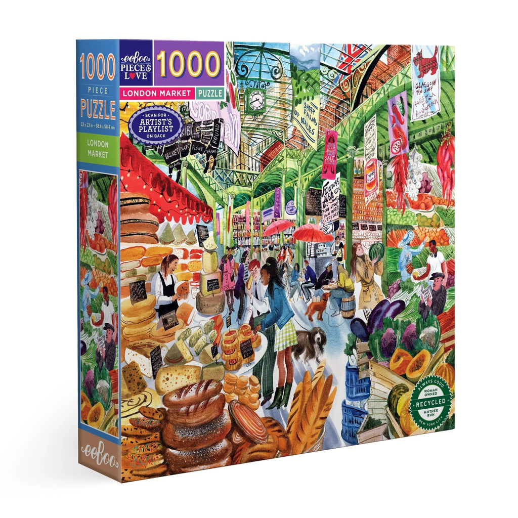 eeboo Puzzle - London Market 1000 Piece Puzzle - Mockingbird on Broad