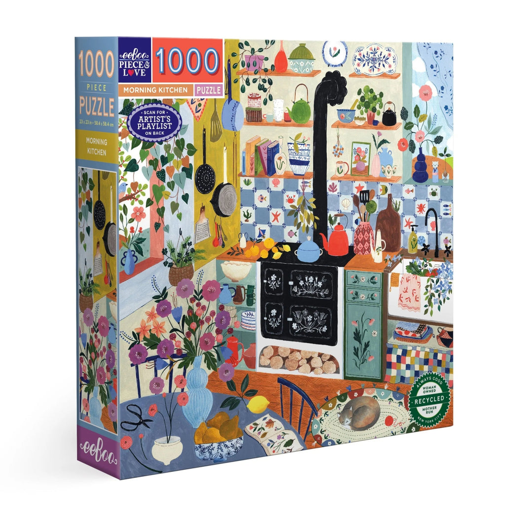 eeboo Puzzle - Morning Kitchen 1000 Piece Puzzle - Mockingbird on Broad