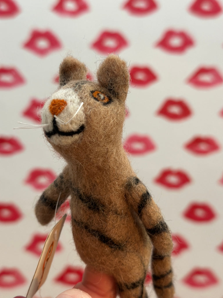 Felt Finger Puppet - Tiger Stripe Cat - Mockingbird on Broad