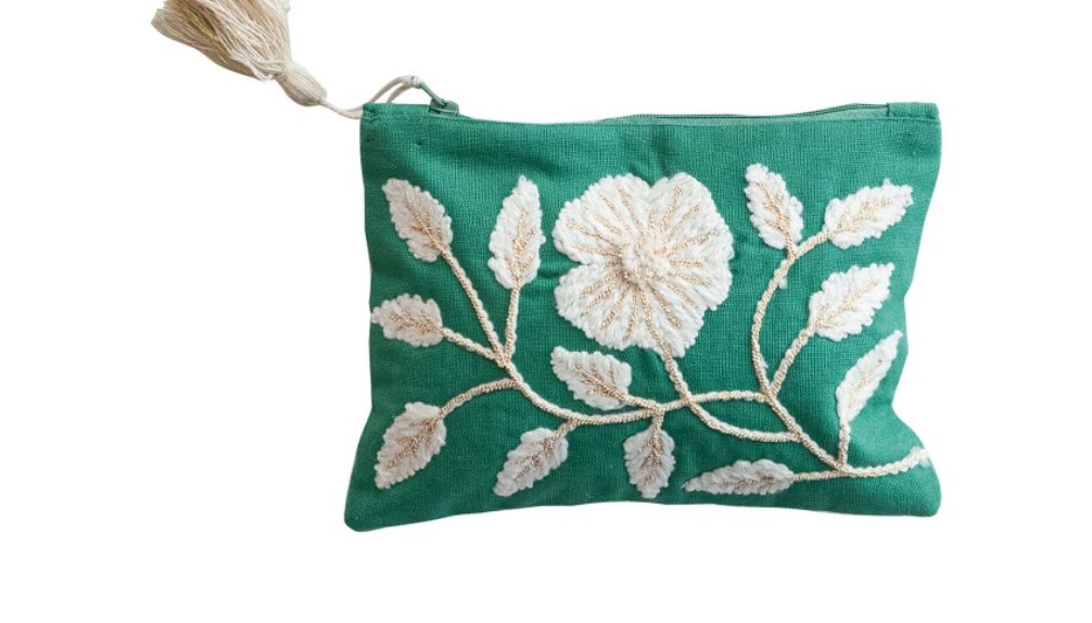 Floral Embroidered Pouch - Mockingbird on Broad