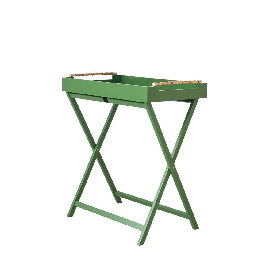 Folding Removable Tray Table w/ Bamboo Handles, Green - Mockingbird on Broad