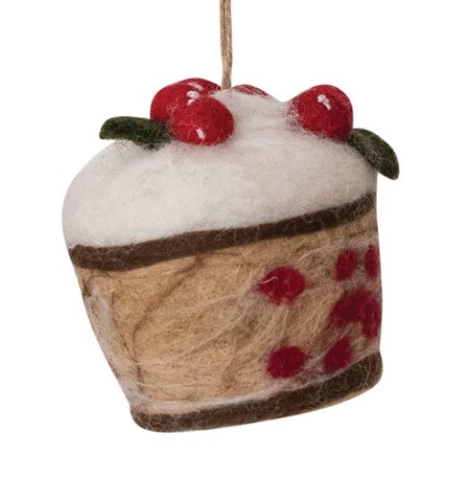 Handmade Wool Felt Cake Ornament, 3 Styles - Mockingbird on Broad