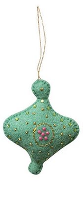 Handmade Wool Felt Ornament w/ Embroidery, Sequins & Beads - Mockingbird on Broad