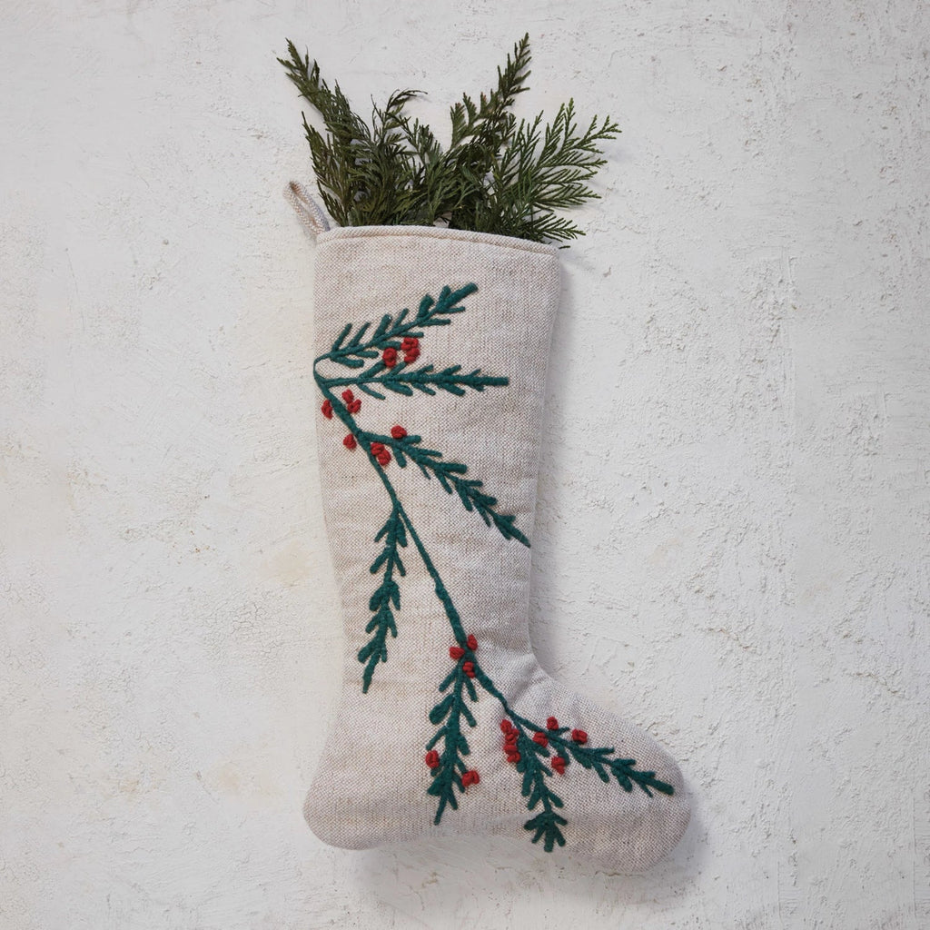 Holiday Stocking - Holly & Berries - Mockingbird on Broad