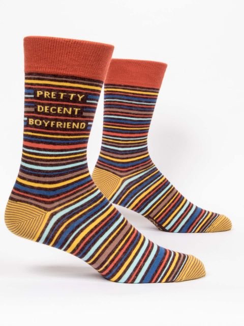 Men's Crew Socks - Pretty Decent Boyfriend - Mockingbird on Broad