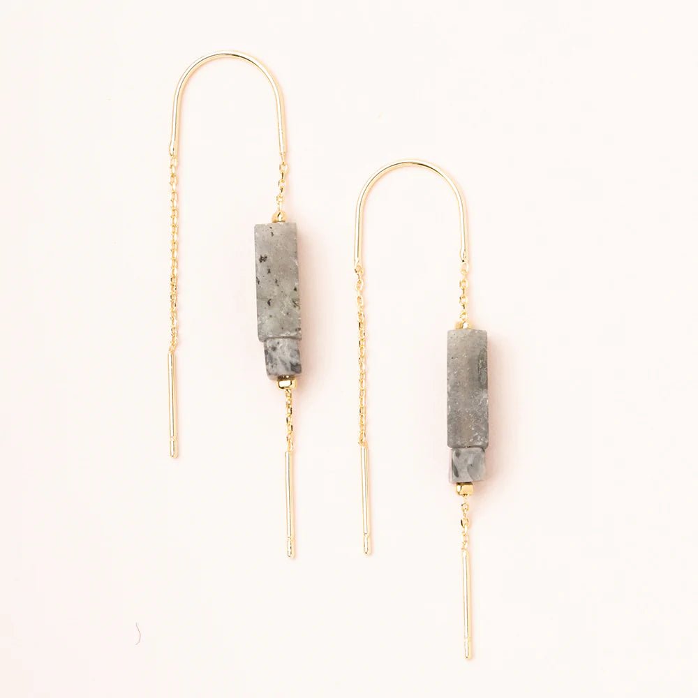 Scout | Rectangle Stone Thread Earrings | Labradorite\Black\Gold - Mockingbird on Broad
