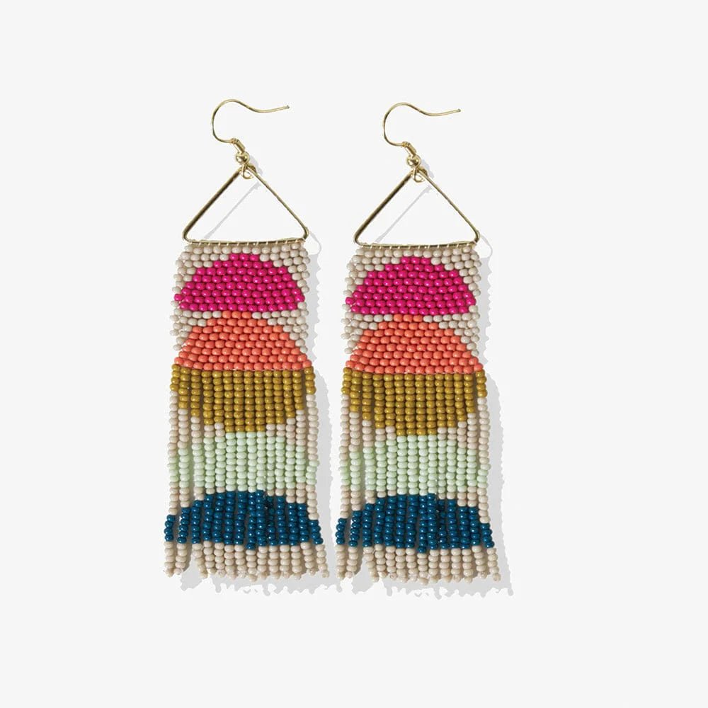 INK + ALLOY EARRING - Gloria Half Circles Beaded Fringe | Rainbow - Mockingbird on Broad