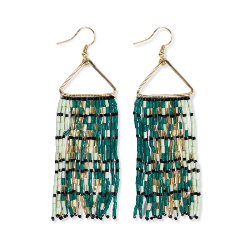 INK + ALLOY EARRING - Patricia Luxe Bead Gradient Fringe Emerald - Mockingbird on Broad