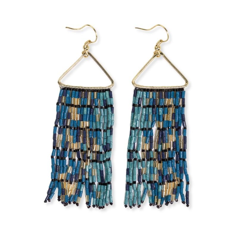 INK + ALLOY EARRING - Patricia Luxe Bead Gradient Fringe | Navy - Mockingbird on Broad