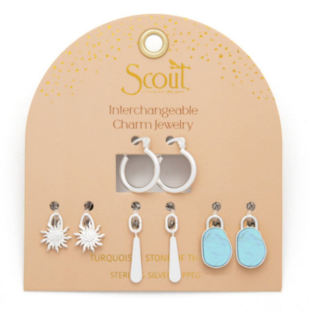 Interchangeable Charm Earring Set | Turquoise/Sky/Silver - Mockingbird on Broad