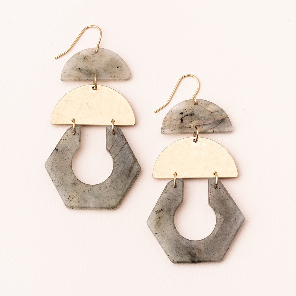 Stone Cutout Earring - Labradorite/Gold - Mockingbird on Broad