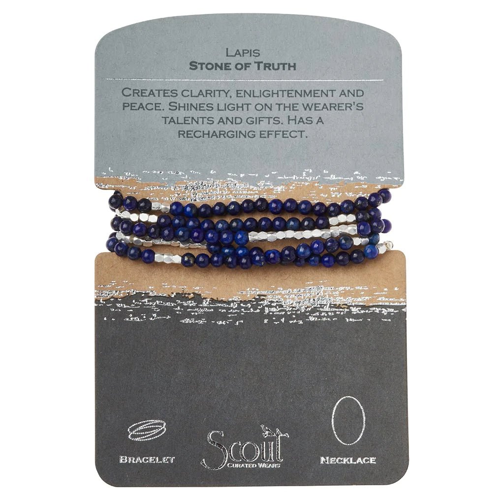 Stone Wrap Necklace/Bracelet - Lapis - Mockingbird on Broad