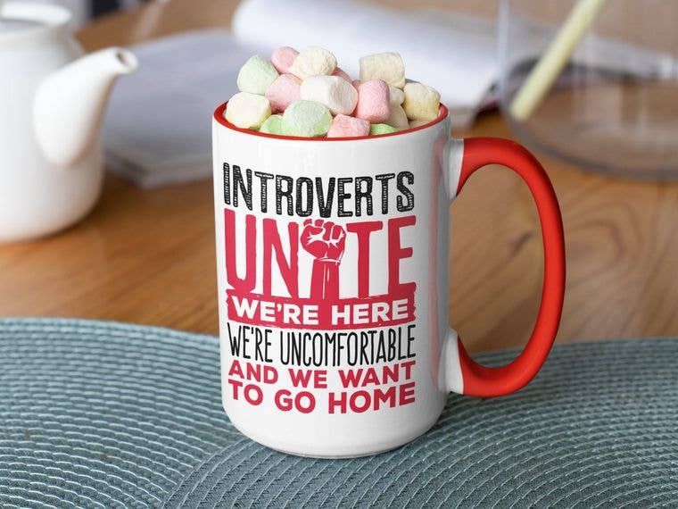 Mug - Introverts Unite We're Here We're Uncomfortable - Mockingbird on Broad