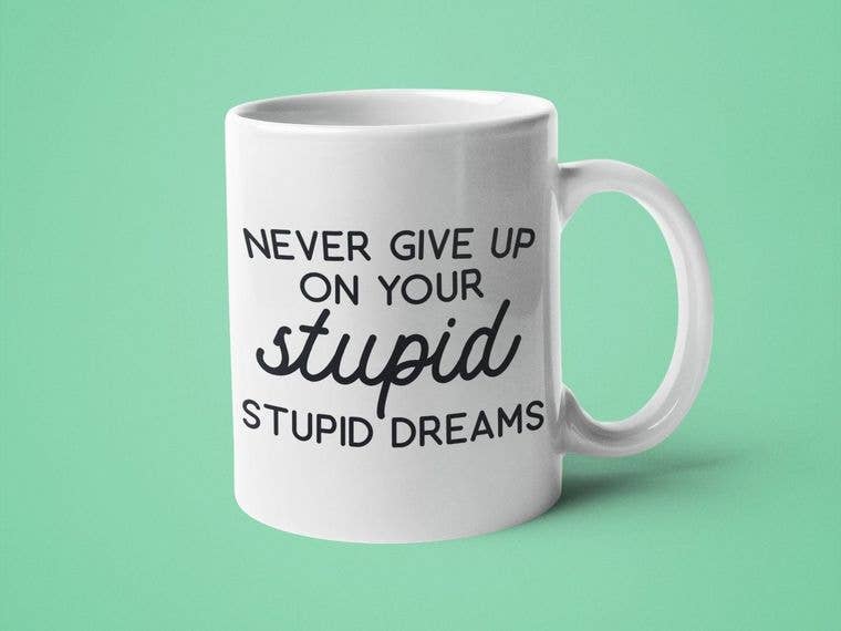 Mug - Never Give Up on Your Stupid Stupid Dreams - Mockingbird on Broad