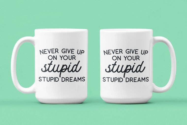 Mug - Never Give Up on Your Stupid Stupid Dreams - Mockingbird on Broad