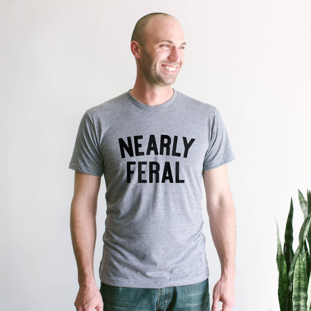 Nearly Feral Adult Tee • Gray - Mockingbird on Broad