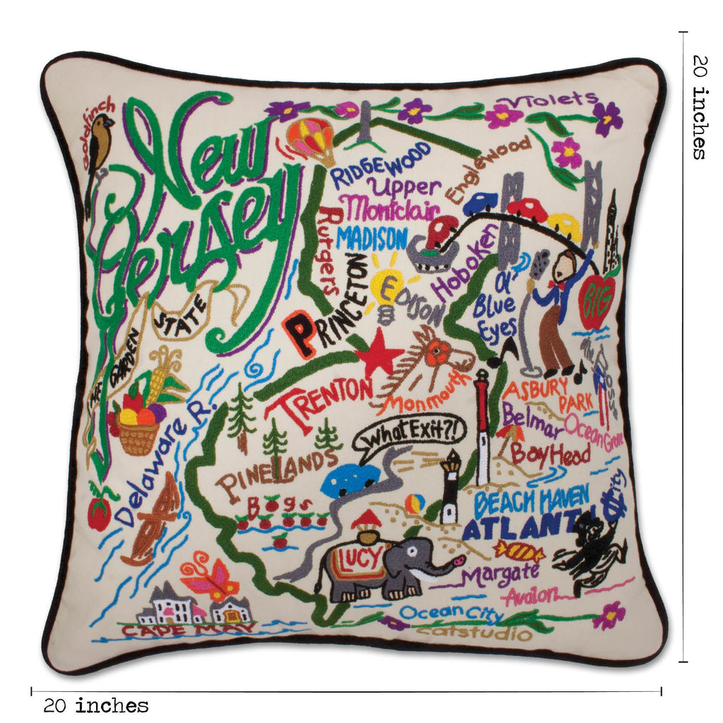 catstudio - New Jersey Pillow - Mockingbird on Broad
Capturing the essence of a place, each of our geography collection pillows is EMBROIDERED by HAND on 100% organic cotton.