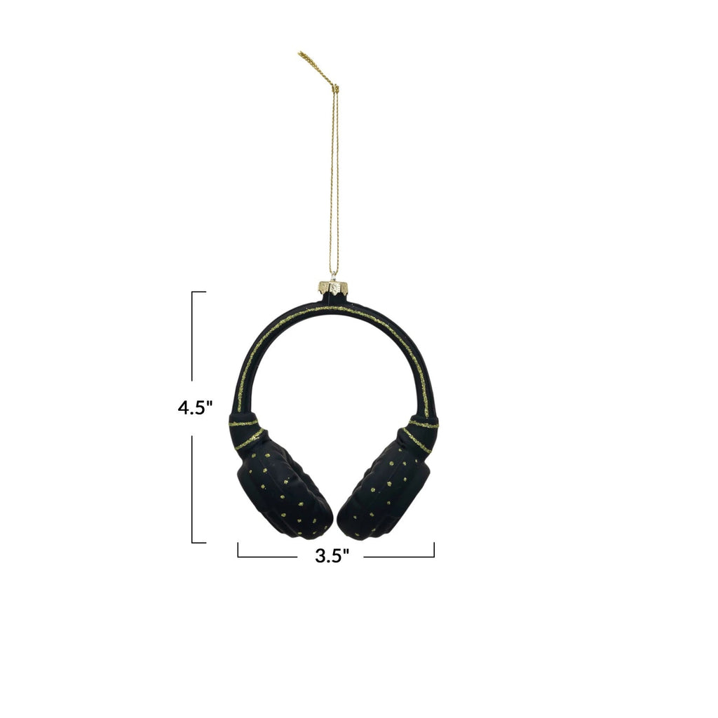 Ornament - Black Glitter Headphones - Mockingbird on Broad