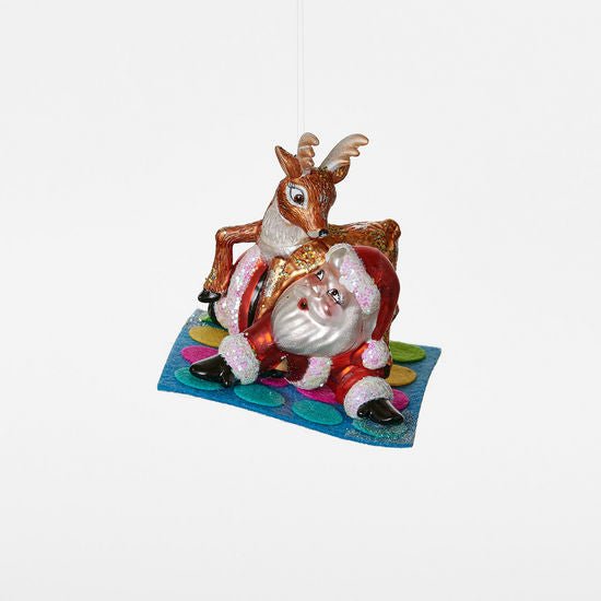 Ornament - Santa and Reindeer Twister - Mockingbird on Broad