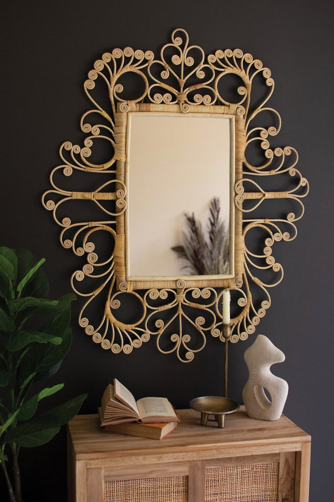 Ornate Rattan Framed Mirrord - Mockingbird on Broad