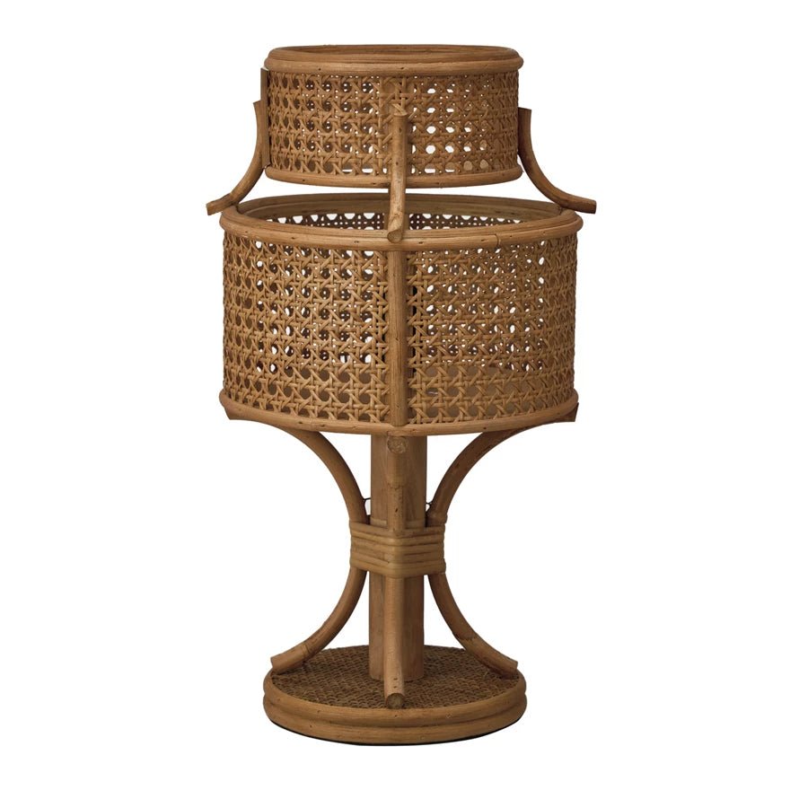 Rattan Vintage Reproduction Table Lamp, Stained Finish - Mockingbird on Broad