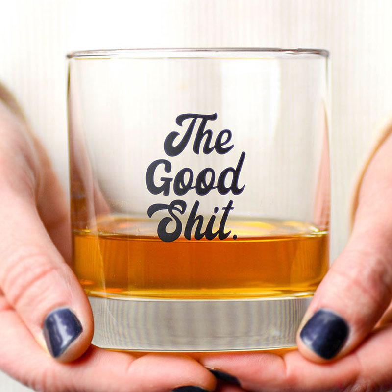 Rocks Glass - THE GOOD SHIT... GENTLEMAN'S WHISKEY GLASS - Mockingbird on Broad