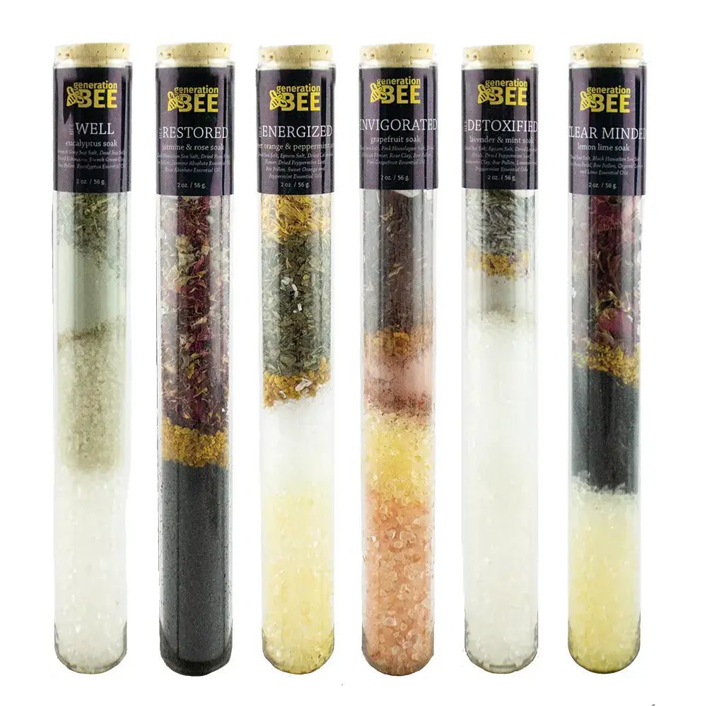 Soaking Bath Salt Vial - Bee Clear Minded - Lemon Lime - Mockingbird on Broad