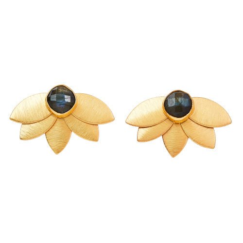 Elyssa Bass Designs | Labradorite Lotus Flower Stud Earrings - Mockingbird on Broad