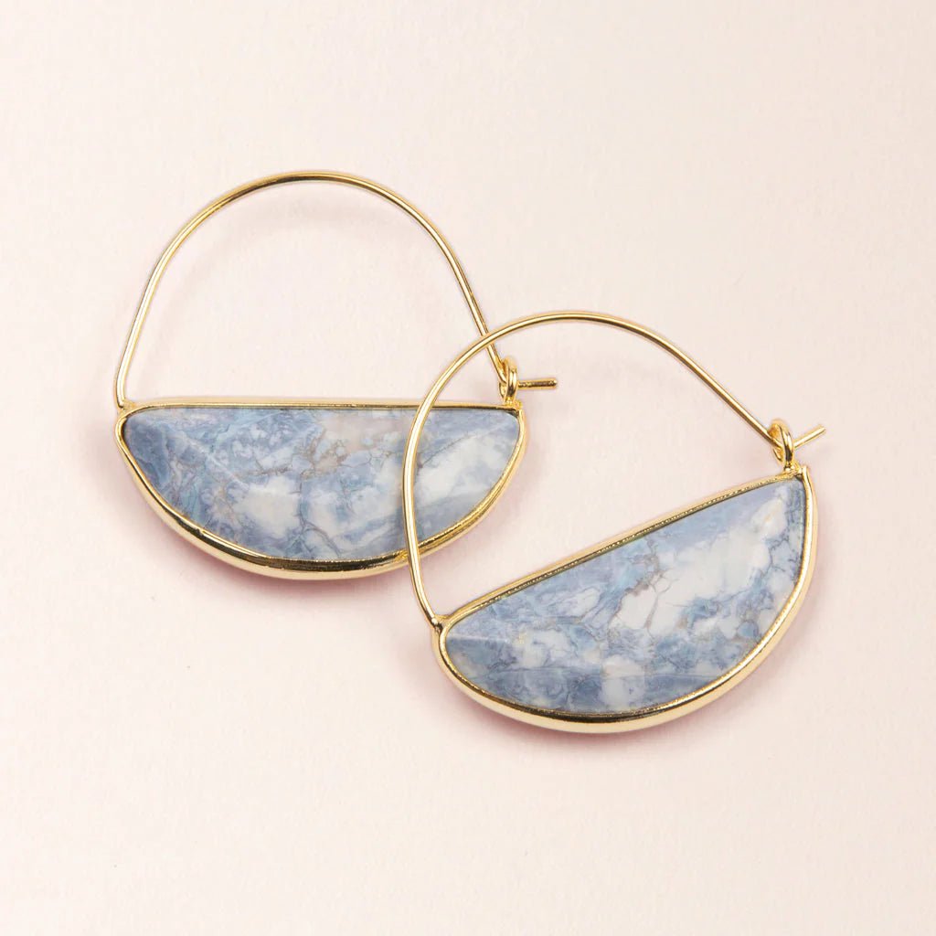 Stone Prism Hoop - Blue Howlite/Gold - Mockingbird on Broad