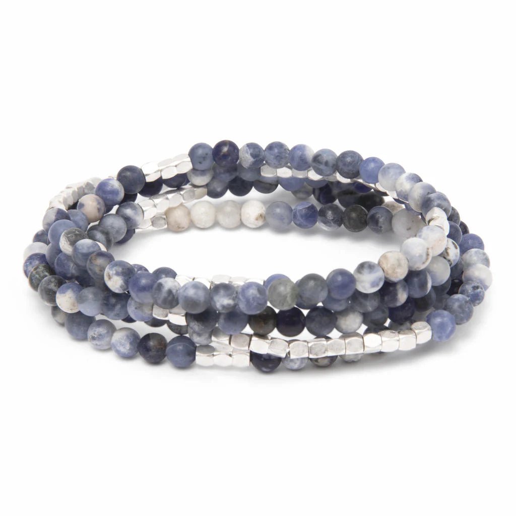 Stone Wrap Bracelet/Necklace - Sodalite/Silver - Mockingbird on Broad