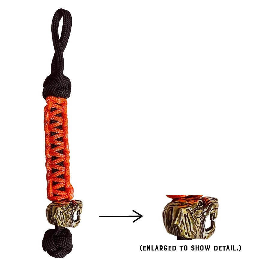 Tactical Lanyard - Orange w/ Brass Tiger Bead - Mockingbird on Broad