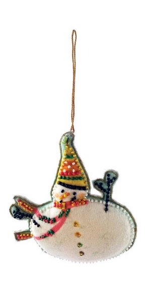 Velvet Snowman Ornament - Mockingbird on Broad