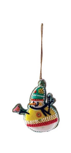 Velvet Snowman Ornament - Mockingbird on Broad