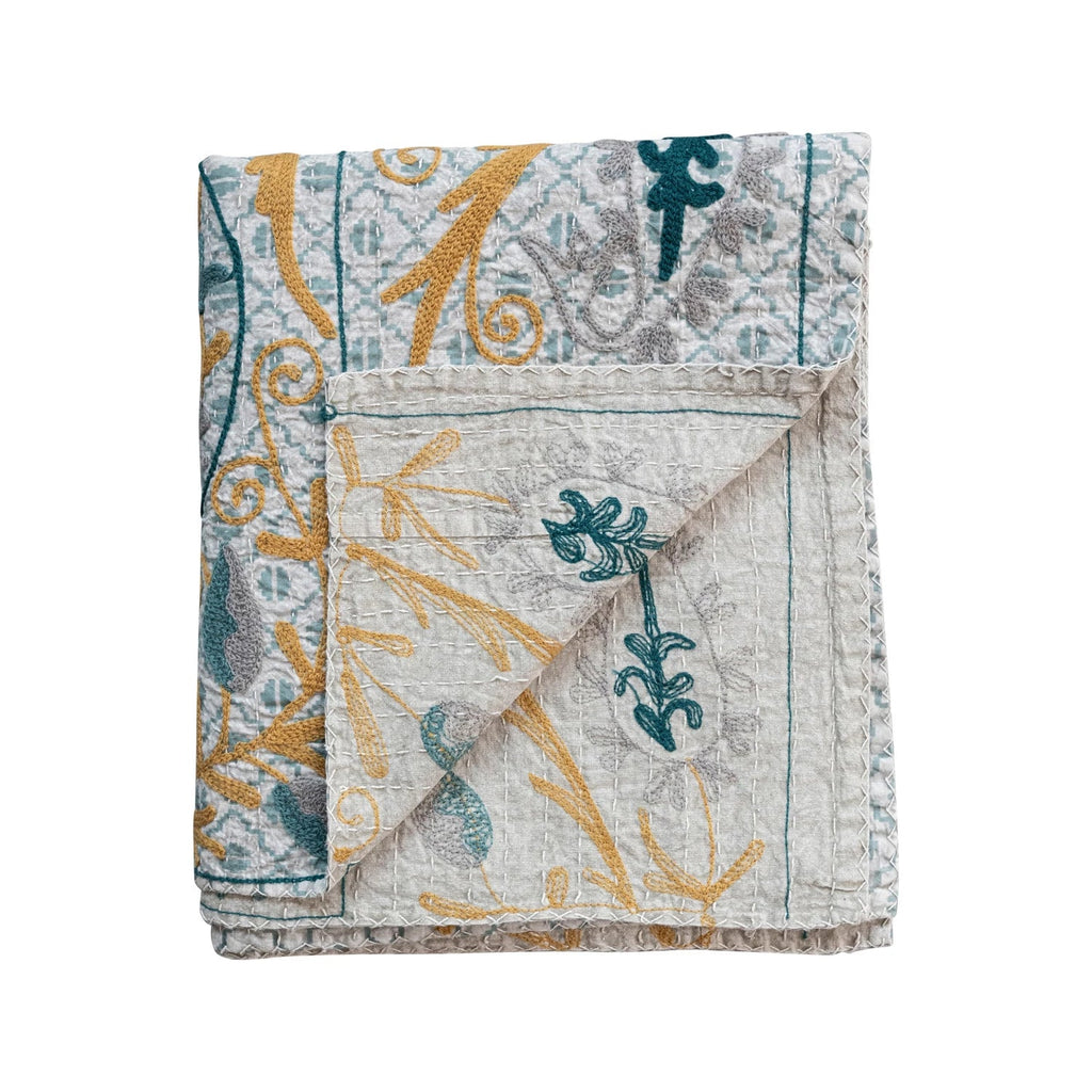 Voile Kantha Throw - Mockingbird on Broad