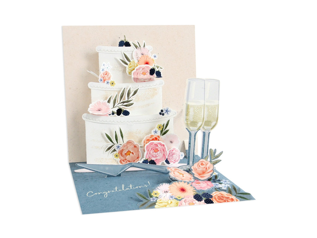 Pop Up Card - Fondant Wedding Cake - Mockingbird on Broad