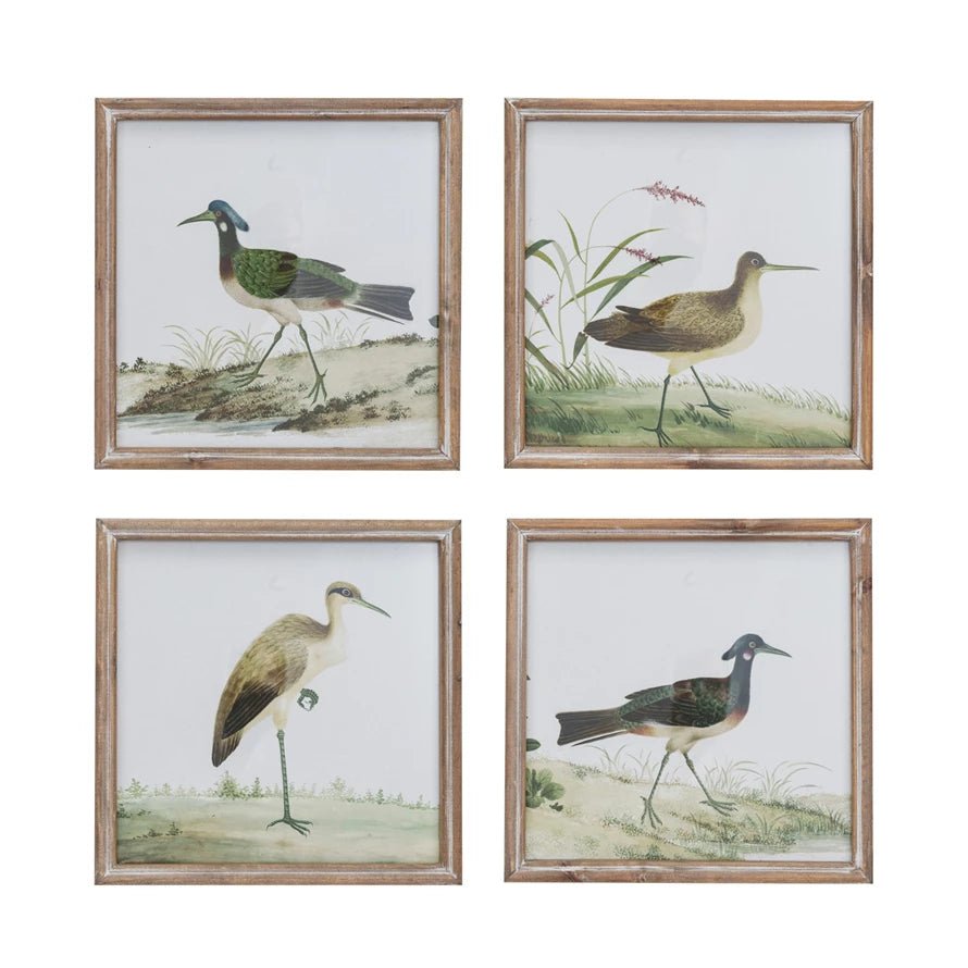 Wood Framed Glass Wall Décor w/ Bird, 4 Styles - Mockingbird on Broad