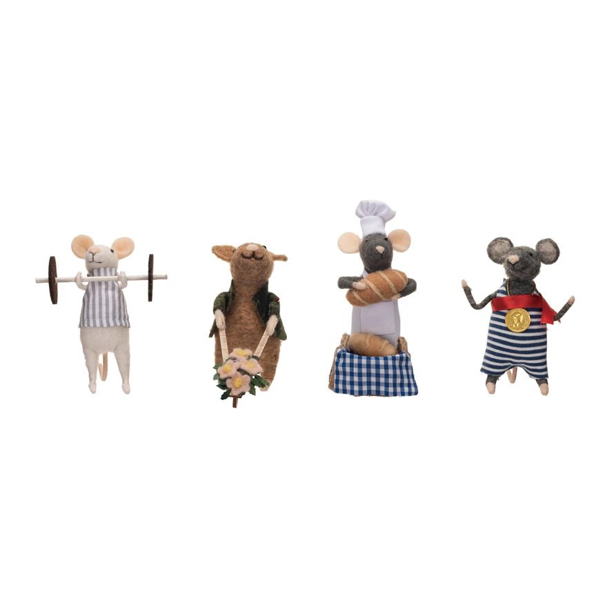 Wool Felt Mice in Outfit, 4 Styles - Mockingbird on Broad