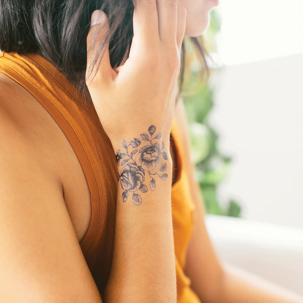 Tattly Temporary Tattoo - Cartolina Blooms - Mockingbird on Broad